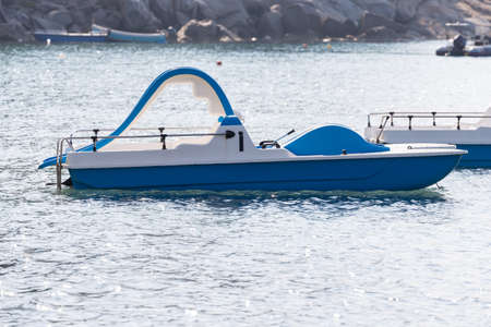 pedal boat near the beach on the island