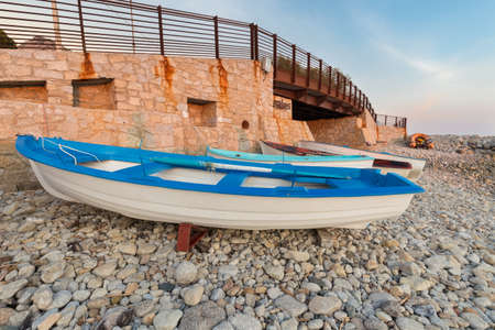 Old rowing boat on the beachの写真素材