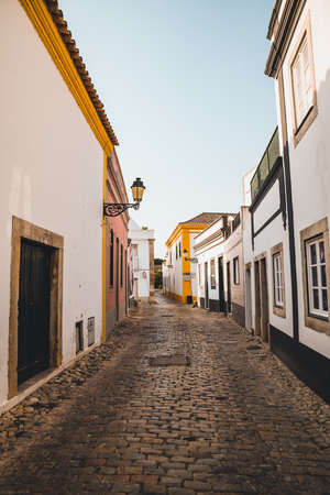 Empty street in Faro, Portugalの写真素材
