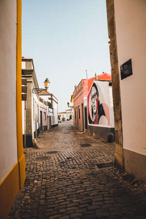 Empty street in Faro, Portugalの写真素材