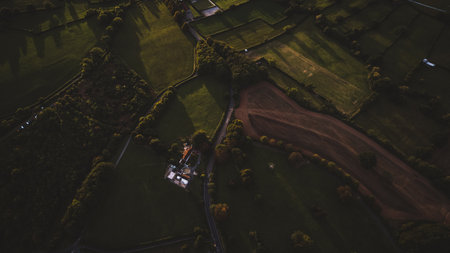 Aerial view of green landscapeの写真素材