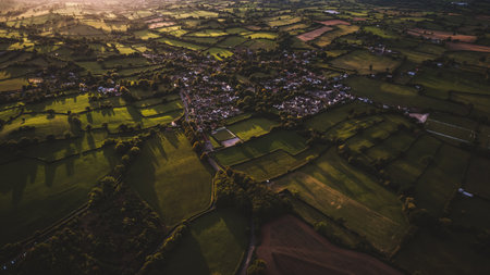 Aerial view of green landscapeの写真素材