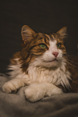 Portrait of a cat with green eyesの写真素材
