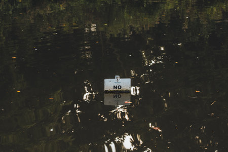 No fishing sign under waterの写真素材