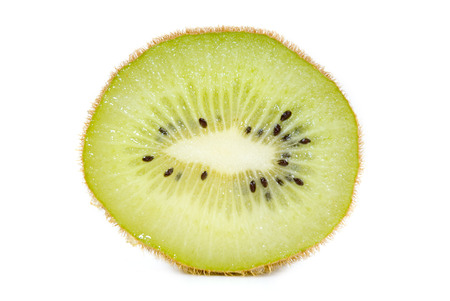 Slice of kiwi on white background. Half kiwi.の写真素材