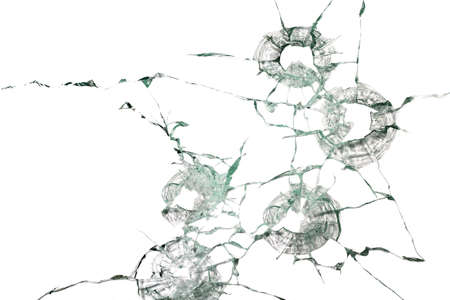 The bullet holes in the transparent glass-abstract
