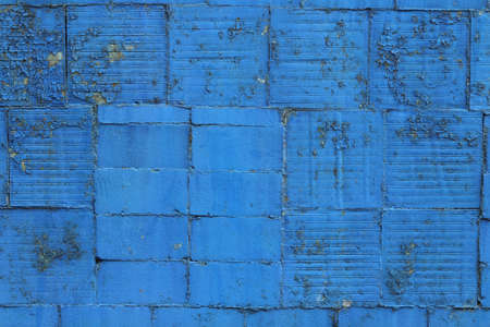 Old and abandoned blue tile abstract backgroundの写真素材