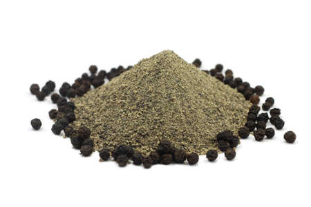 Black pepper on white background