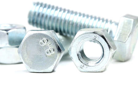 Anodized fasteners on white backgroundの写真素材