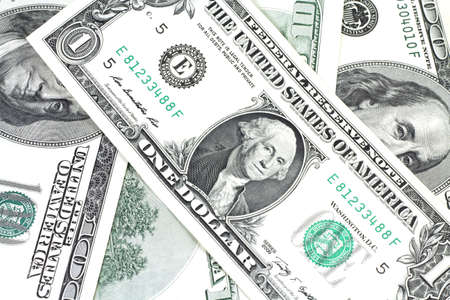 banknote in one U S  dollar abstract backgroundの写真素材