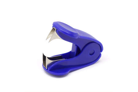 stationery stapler for staples on a white backgroundの写真素材