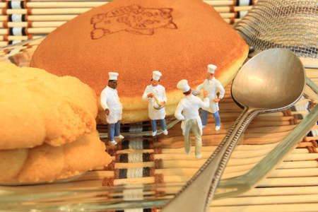 Group of cook are baking Dorayaki.の写真素材