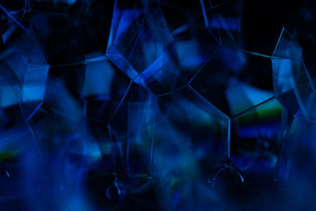 Close up Beautiful abstract soap bubbles. Background pattern for design. Macro photography view.の写真素材