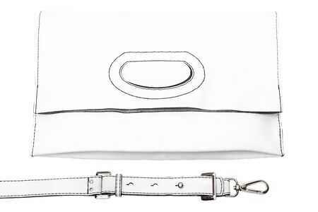 Leather female handbag isolated on whiteの写真素材