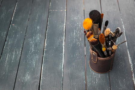 Collection of professional makeup brushesの写真素材