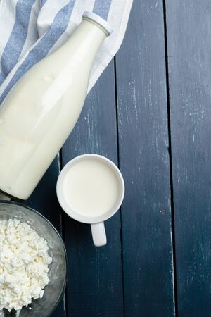 milk, cottage cheese - dairy productsの写真素材