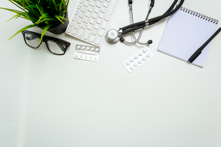 doctor workplace with a stethoscopeの写真素材