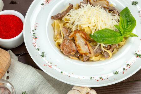Pasta with mushroomsの写真素材