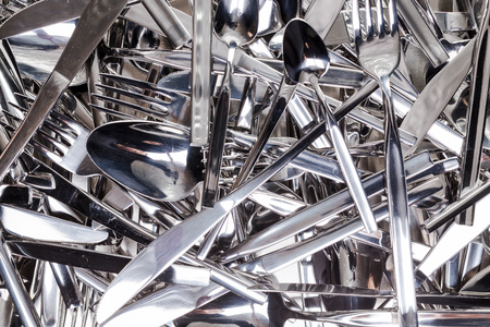 cutlery set isolated on whiteの写真素材