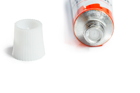 paint in tubes isolated on whiteの写真素材