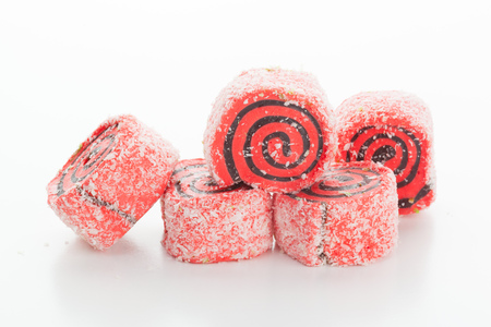 Tasty Turkish delight isolated on whiteの写真素材