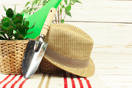 composition of garden toolsの写真素材