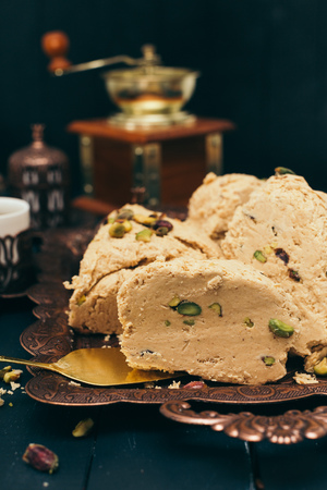 traditional eastern desserts on wooden background
