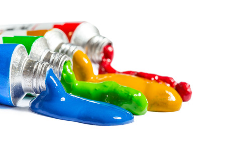 paint in tubes isolated on whiteの写真素材