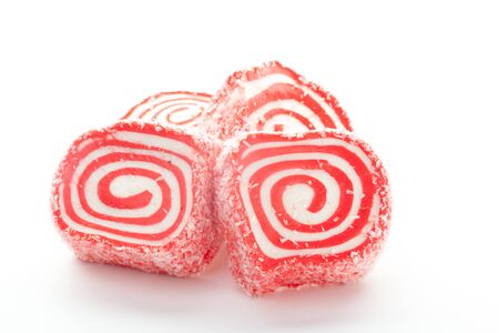Tasty Turkish delight isolated on whiteの写真素材