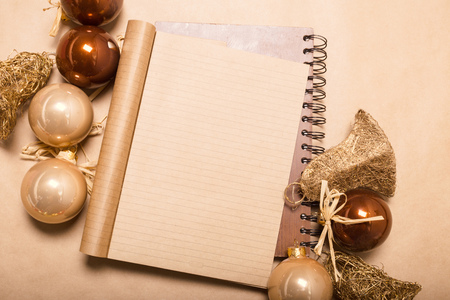 Greeting card  mock up with christmas ornamentsの写真素材