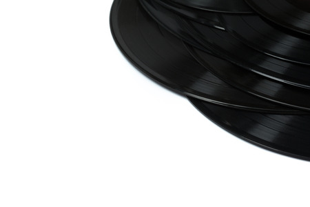Vinyl discs isolated on whiteの写真素材