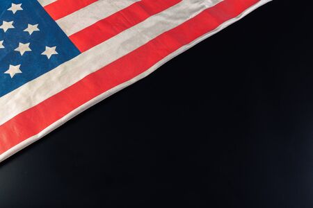 American flag on dark backgroundの写真素材
