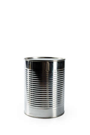 Aluminum tin can on a white background