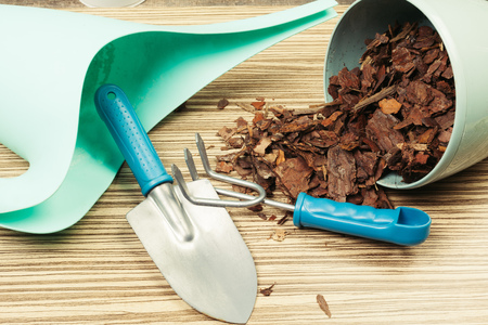 composition of garden toolsの写真素材