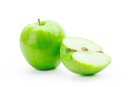 Perfect Fresh Green Apple Isolated on White Backgroundの写真素材