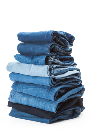 Stack of clothes on white background, closeupの写真素材