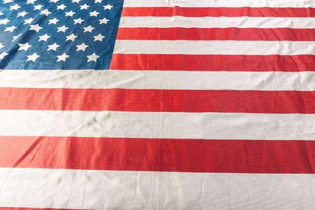 Closeup of ruffled American flagの写真素材