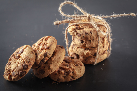 Homemade cookies on a black backgroundの写真素材