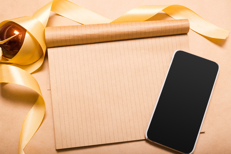 Greeting card  mock up with christmas ornamentsの写真素材