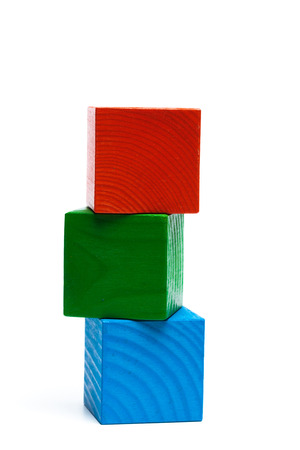 colored children cubes on  white isolated backgroundの写真素材