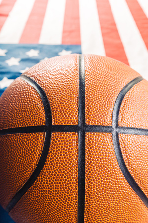 basketball on American flagの写真素材