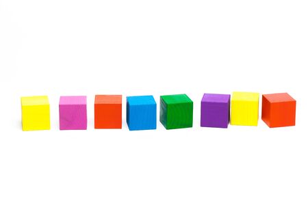 colored children cubes on  white isolated backgroundの写真素材