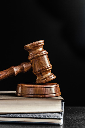 Judge's Gavel over black backgroundの写真素材