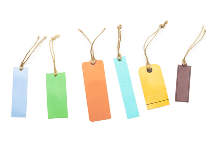 Empty shopping tag template. Isolated on whiteの写真素材