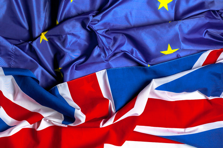 Flags of the United Kingdom and the European Unionの写真素材