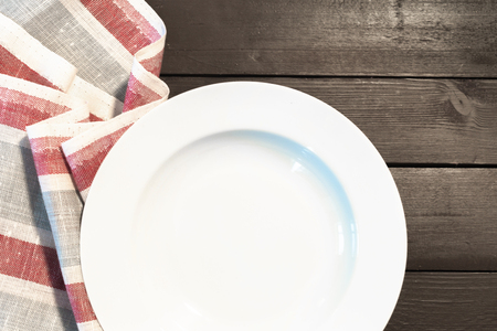 White Plate on a Tableclothの写真素材