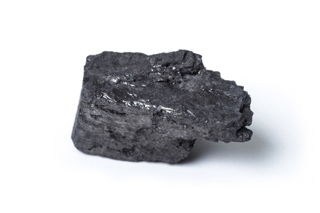 Natural wood charcoal Isolated on whiteの写真素材