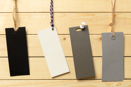 label on wooden backgroundの写真素材