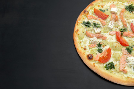 Pizza on the chalk boardの写真素材