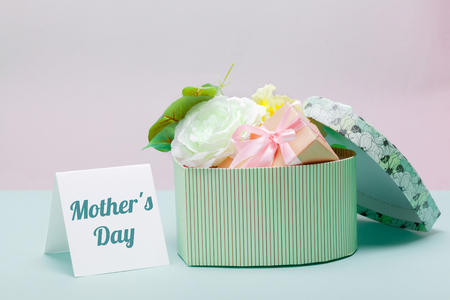 Happy Mothers Day gift with Best Mom Ever greeting cardの写真素材